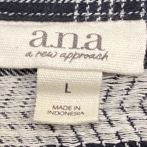 A.N.A. A New Approach Black/White Button-Up Western 100% Cotton Top Size L - Picture 4 of 8